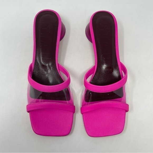 NIB Staud Simone Leather Clear Mules Shoes Bougainvillea - Picture 12 of 16